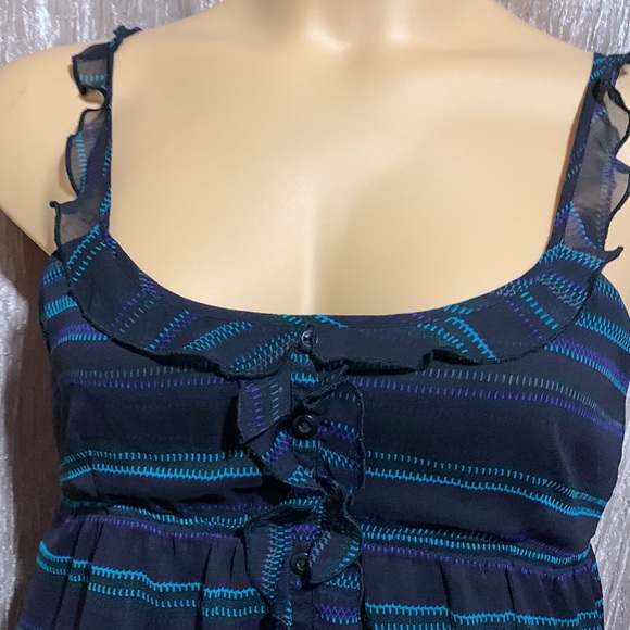 Volcom Summer Dress Navy Blue Black Stripes M - Picture 5 of 15